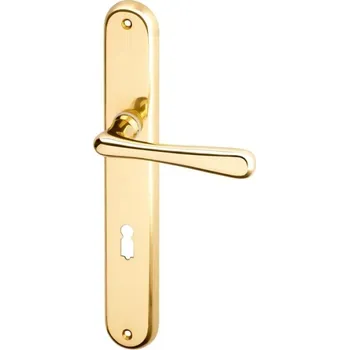 Dveřní kování AC-T SERVIS Dveřní klika ELEGANT leštěná mosaz - oválné štítové kování 90 mm Provedení štítu: WC