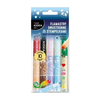 Set školních potřeb Flamastry dwustronne ze stempelkami 10szt KIDEA
