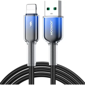 JOYROOM S-A42 Crystal Clear opletený nabíjecí a datový kabel - USB-A na Lightning - 1,2 m - černomodrý