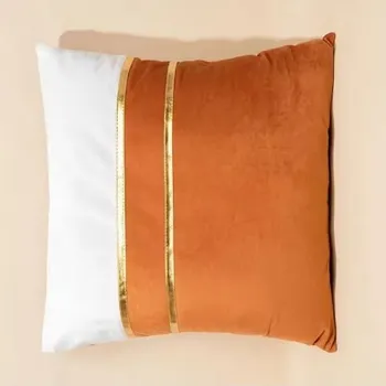 Povlak na polštářek Luxusní sametový povlak na polštář se dvěma zlatými proužky Barva: oranžová bílá, Velikost: 30x50 cm