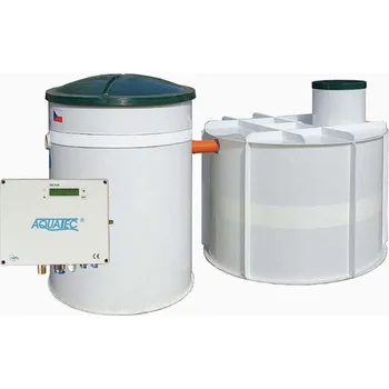 kanalizace Aquatec AT8 PLUS-GSM a PPA jímka 5 m³ - sestava prémiové čistírny odpadních vod a jímky