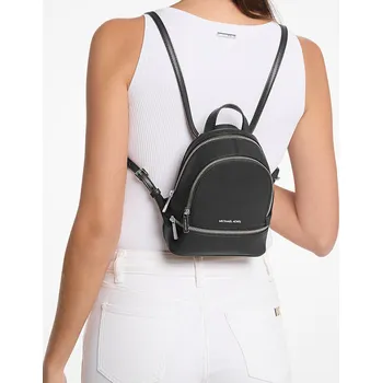 Městský batoh Michael Kors Batoh Rhea Extra-Small Pebbled Leather Backpack Black Silver