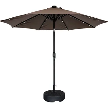 Venkovní osvětlení Zahradní slunečník Houseland Luna s LED osvětlením 270 cm tmavě hnědý