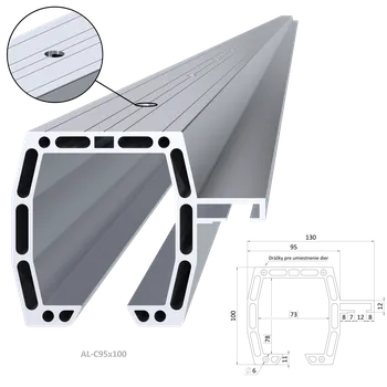 Stavební profil C profil 95x100mm, L-2000mm, hliník bez povrchové úpravy