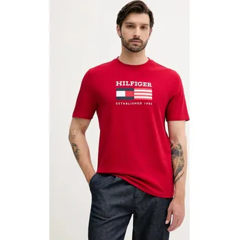 Pánské tričko Bavlněné tričko Tommy Hilfiger MW0MW39843 červená 33X, vel. XXL