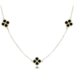 1159 MINET Pozlacený stříbrný náhrdelník čtyřlístky s černou perletí