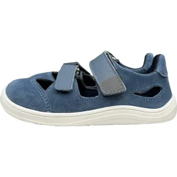 Chlapecké sandály Barefoot kožené sandále FEBO JOY - Denim, Baby bare shoes Velikost: 25