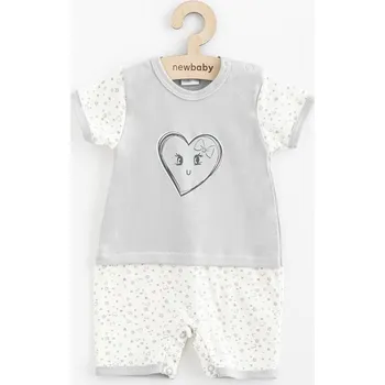 Kojenecký letní bavlněný overal - SRDÍČKA smetanovo-šedý - vel.62
