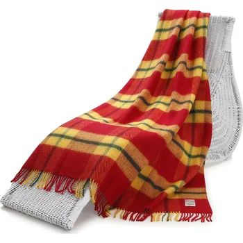 deka Vlněný pléd s třásněmi, červenožlutý 130cm x 200cm