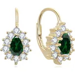 Beneto Pozlacené náušnice se zelenými zirkony AGUC3298GR-GOLD + 2 měsíce na vrácení zboží