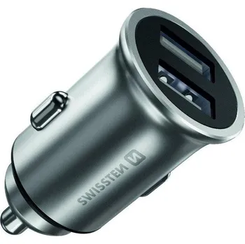 Datový kabel Swissten cl adaptér 2x usb 4,8a metal silver (eco balení)