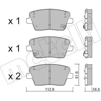 Brzdová destička Sada brzdových destiček, kotoučová brzda METELLI 22-1242-0