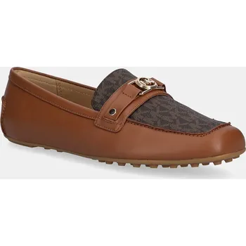 Dámské mokasíny Kožené mokasíny MICHAEL Michael Kors Mandy dámské, hnědá barva, na plochém podpatku, 40T5MAFR2L.227 88X, EUR 37