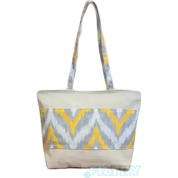 Nákupní taška Taška bavlněná se zipem a kapsama, s dlouhými uchy TBZ1