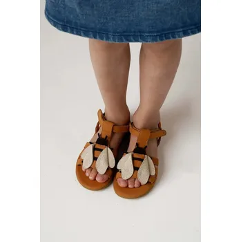 Dívčí obuv Dětské kožené sandály Donsje Iles Sky Sandals Bee hnědá barva, 2004008 2004008.22.28 82X, EUR 22