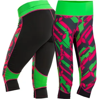 Dámské legíny Krátké funkční legíny SARAH CAPRI zelená/šedá XS