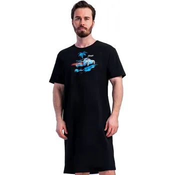 Pánské pyžamo Noční košile pro muže s autem - síla bez hranic, rychlost bez omezení 1P1926 černá 3xl