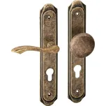 AC-T SERVIS Dveřní klika RUSTIK patina bronz - oválné štítové kování 72 mm Provedení štítu: Koule/klika - levá