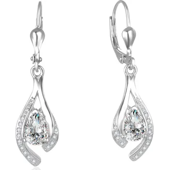 Šperk Beneto Nádherné stříbrné náušnice s čirými zirkony AGUC2693-W + 2 měsíce na vrácení zboží