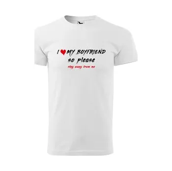 Pánské oblečení Tričko s potiskem I love my boyfriend: bílé 4XL (cs, Sablio)