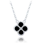 1901 MINET Stříbrný náhrdelník čtyřlístek s černou perletí