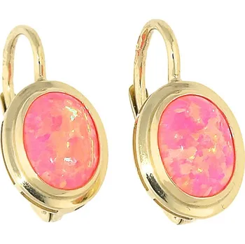 Náušnice Goldstore Zlaté náušnice růžové opály Váha: 1.92 g