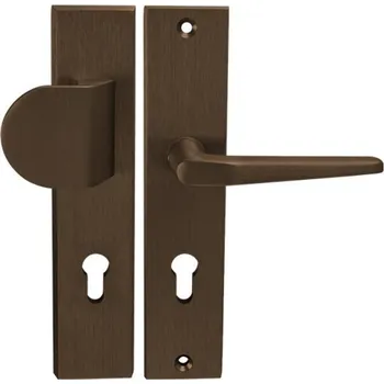 Dveřní kování In-Design Bezpečnostní klika Atlas 2 hranatý štít rozteč 92 mm bronz Provedení štítu: Klika/klika