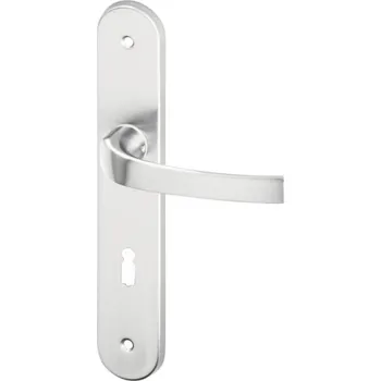 Dveřní kování AC-T SERVIS Dveřní klika BETA matný nikl - oválné štítové kování 90 mm Provedení štítu: BB - obyčejný klíč