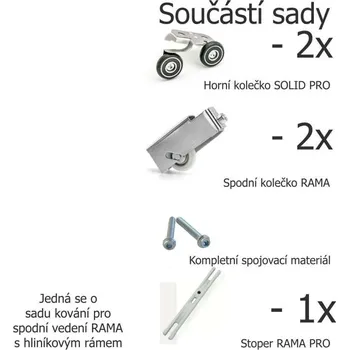 Nábytkové kování LAGUNA Sada kování pro posuvné dveře s hliníkovým rámem - dolní vedení RAMA