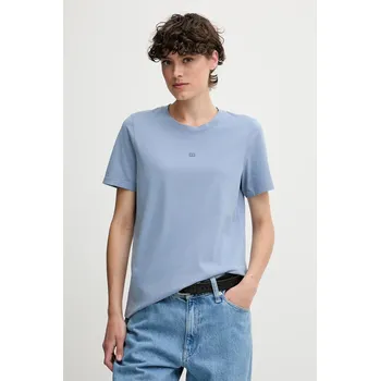 Dámské tričko Bavlněné tričko Tommy Hilfiger dámské, modrá barva, WW0WW45626 95X, vel. S