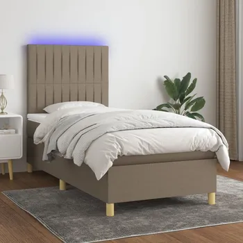 Postel vidaXL Box spring postel s matrací a LED 80 x 200 cm textil [3135551] Barva: taupe
