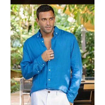Pánská košile Magic Linen Klasická pánská lněná košile SINTRA v kobaltově modré barvě Velikost: L