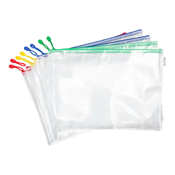 Obálka Kapsa, obálka se zipem A3, PVC, transparentní čiré, barevný mix, 1ks