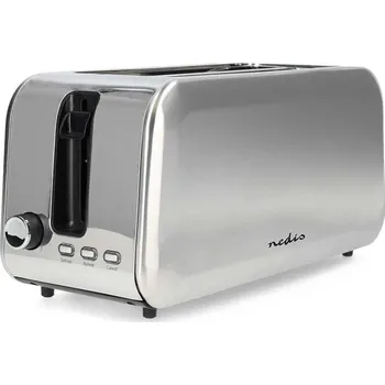 Toustovač NEDIS topinkovač/ 2 otvory/ 7 úrovní nastavení/ funkce rozmrazování/ hliník/ 1450 W/ stříbrný