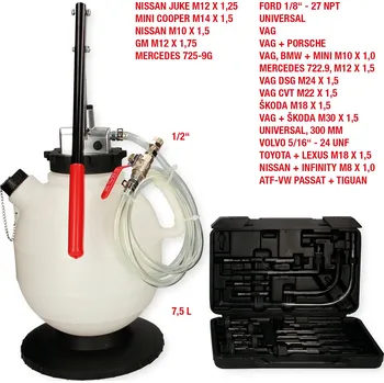 Nářadí pro automobil Souprava univerzálního systému pro plnění převodového oleje, s 20dílnou soupravou adaptérů KS TOOLS 150.9275