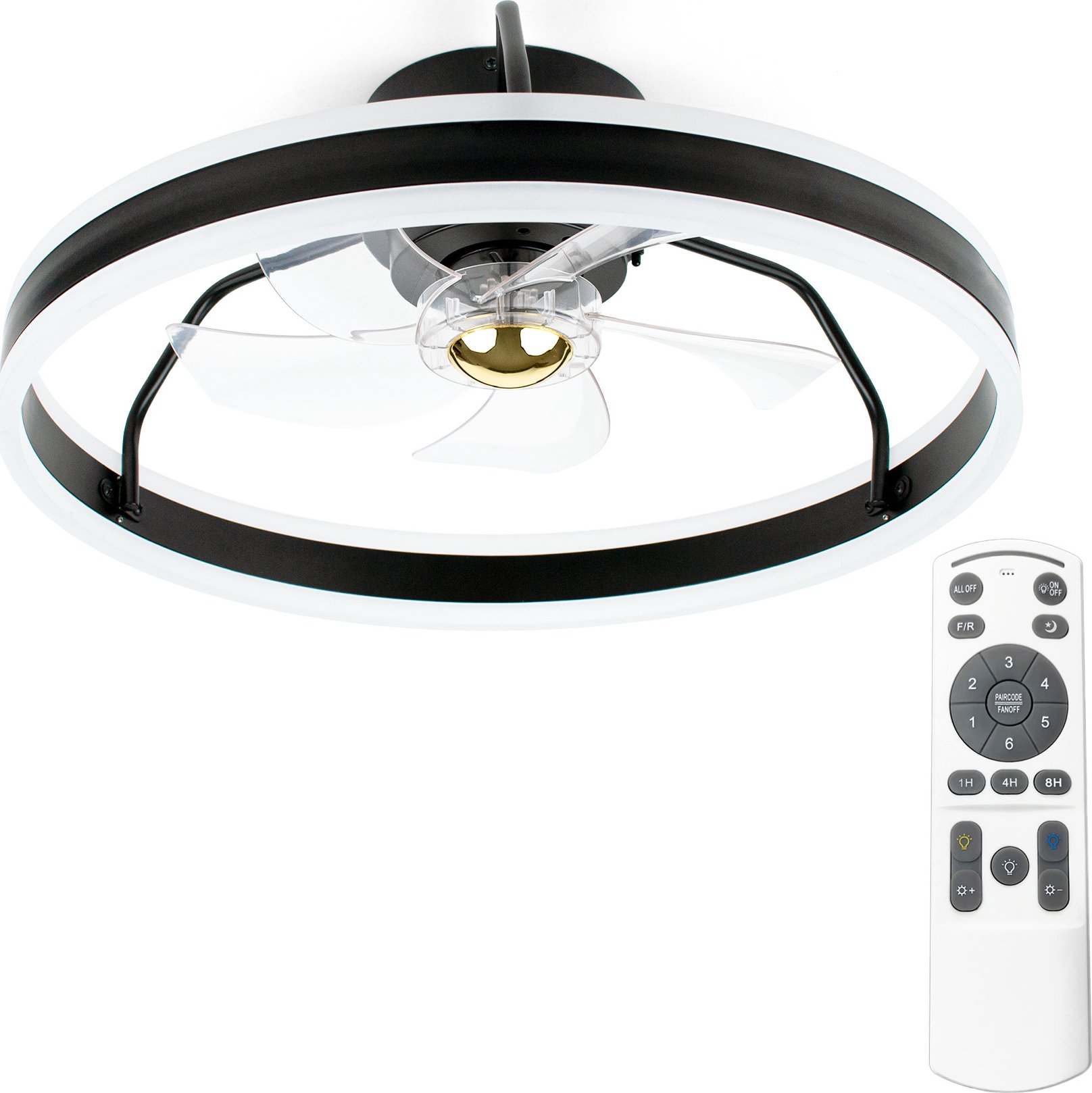 Noaton 16050B Atria, černá, stropní ventilátor se světlem
