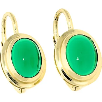 Náušnice Goldstore Zlaté náušnice broušené synt. smaragdy Zelená