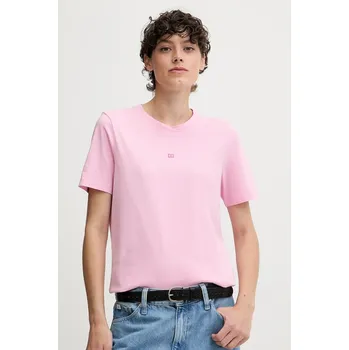 Bavlněné tričko Tommy Hilfiger WW0WW45626 růžová 30X, vel. M