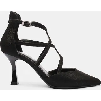 Dámské lodičky Baťa lodičky s pásky na nártu na jehlovém podpatku černé, vel. 41