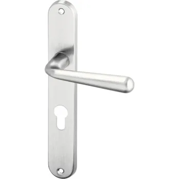 Dveřní kování AC-T SERVIS Dveřní klika CHARLIE matný nikl - oválné štítové kování 90 mm Provedení štítu: PZ - fabkový klíč