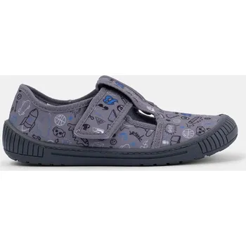 Chlapecké bačkory Baťa chlapecká domácí obuv na suchý zip s mentolovým aroma šedé, vel. 32