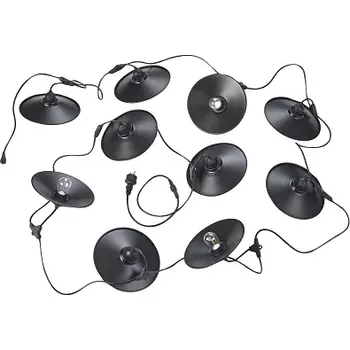 Venkovní osvětlení Trio Leuchten R74771932 CHAIN - Venkovní LED světelný řetěz v retro stylu s černými stínidly, IP44, 10xE27 1W, 6,5m (Venkovní světelný řetěz o délce 6,5m včetně žárovek)