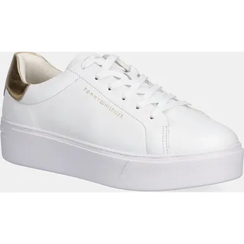 Pánská obuv Kožené tenisky Tommy Hilfiger ESSENTIAL PLATFORM COURT SNEAKER FW0FW08756 bílá 00X, EUR 36