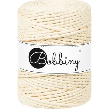 Příze Bobbiny 3PLY Macramé Rope 5 mm 100 m Butter Yellow Šňůra
