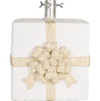 Vánoční dekorace Bílý stojan na stromek ve tvaru dárku Christmas Gift - 26*24*33 cm