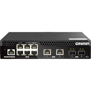 Switch QNAP řízený PoE++ switch QSW-M2106PR-2S2T (6x 2,5GbE RJ45, 2x 10GbE RJ45, 2x 10GbE SFP+, malá šířka)