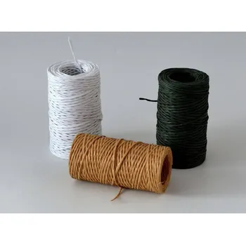 Stuha Papírový provázek kulatý s drátkem PŘÍRODNÍ