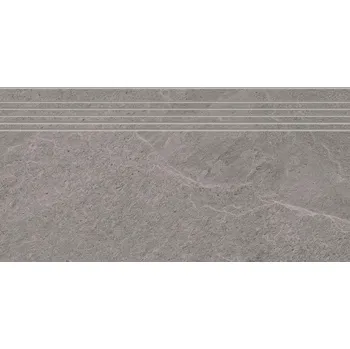 Dlažba Rako Core DCPSR874, schodovka, šedá, matná, reliéfní, 30 x 60 x 0,9 cm