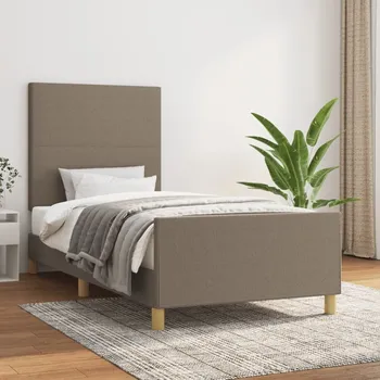 Postel vidaXL Rám postele s čelem 90x200 cm textil [3124867] Barva: taupe