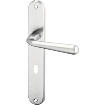 Dveřní kování AC-T SERVIS Dveřní klika CHARLIE matný nikl - oválné štítové kování 90 mm Provedení štítu: BB - obyčejný klíč